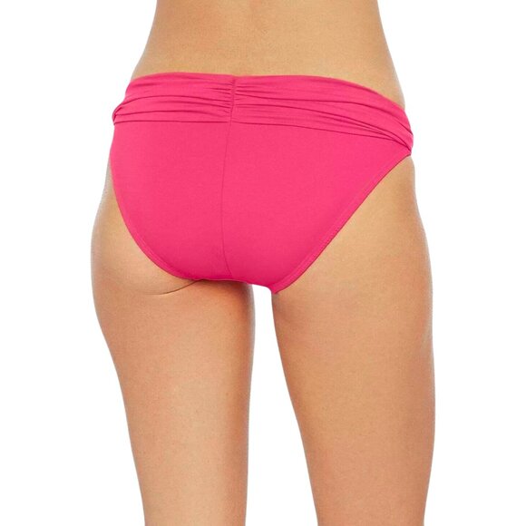 NWT La Blanca Shirred Band Hipster Bikini Swimsuit Bottom in Fuchsia Sz. 16 - Picture 2 of 2